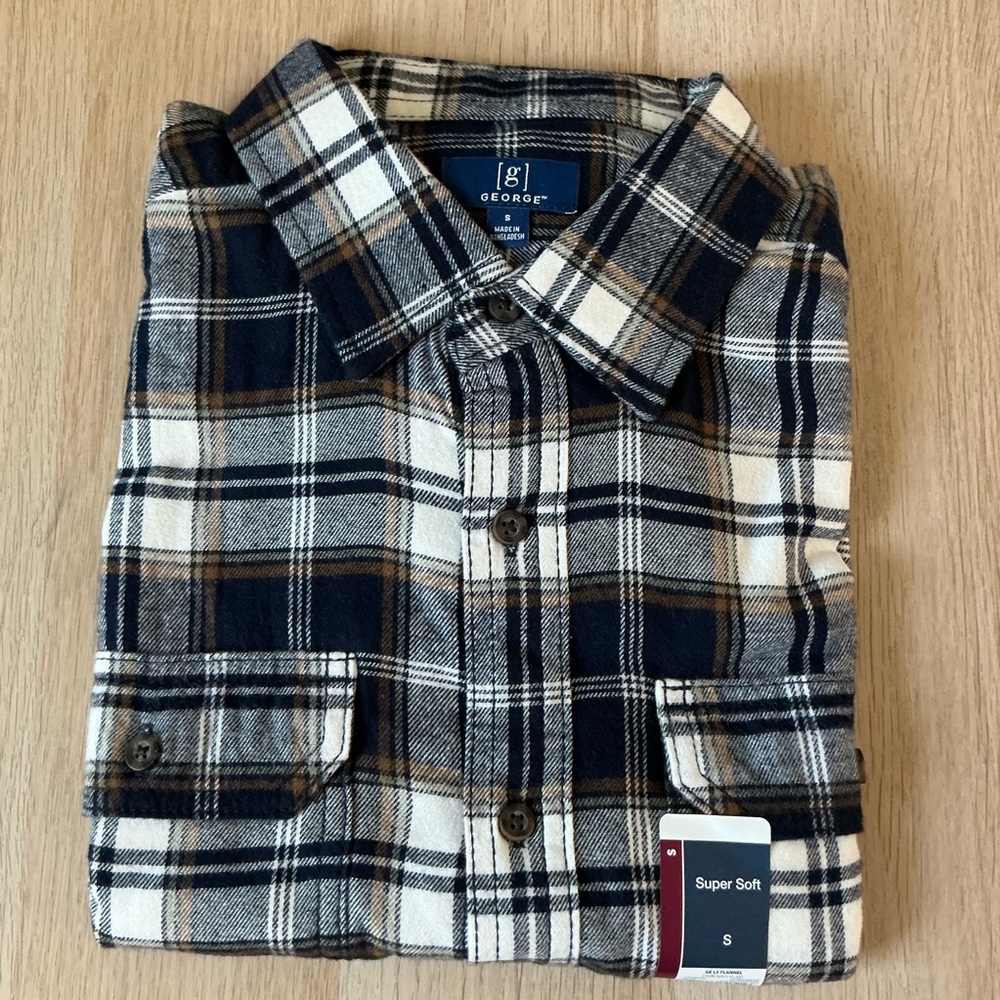 George Navy and Cream Checkered Shirt